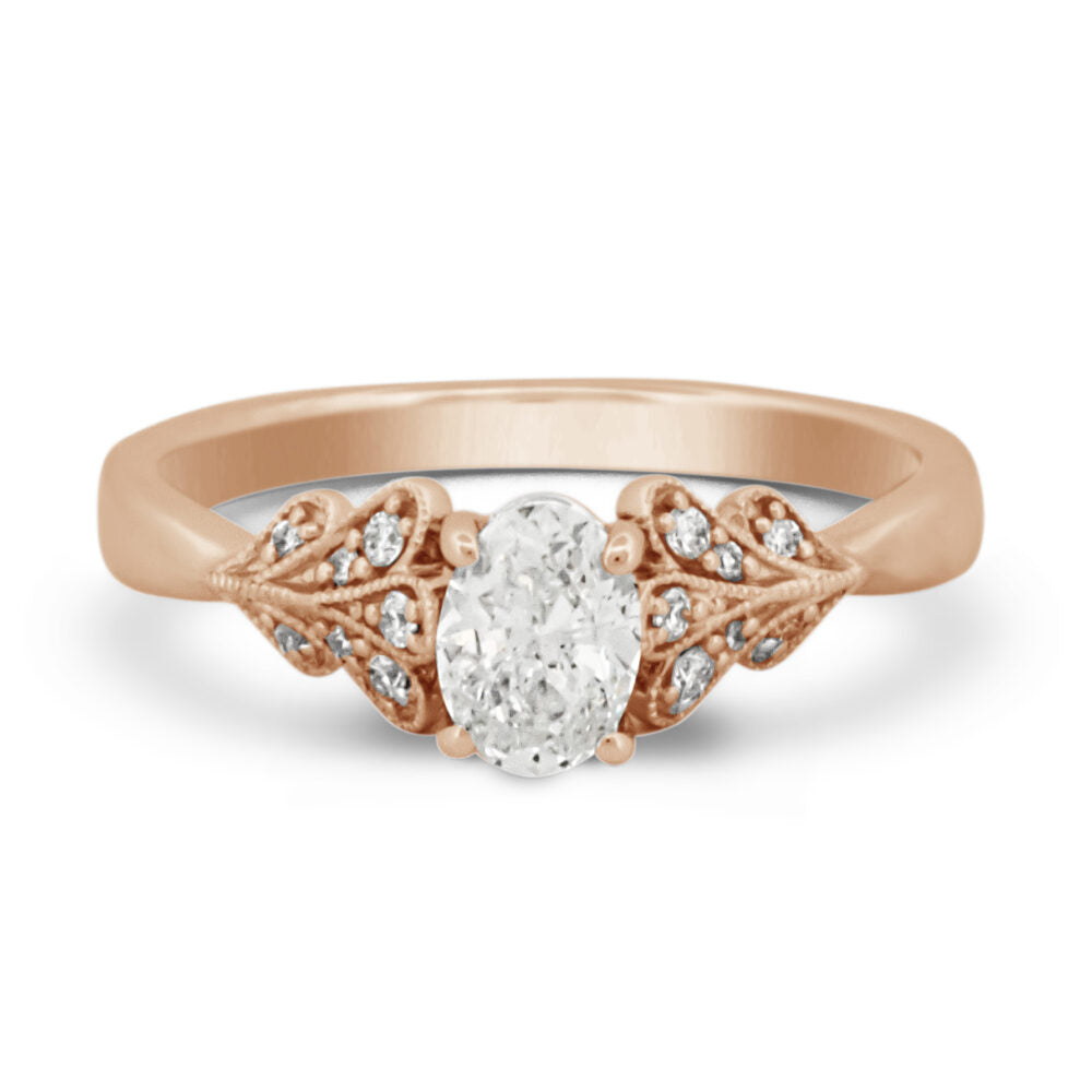 Oval Scalloped Shoulder Engagement Ring
