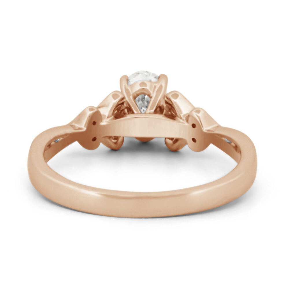 Oval Scalloped Shoulder Engagement Ring
