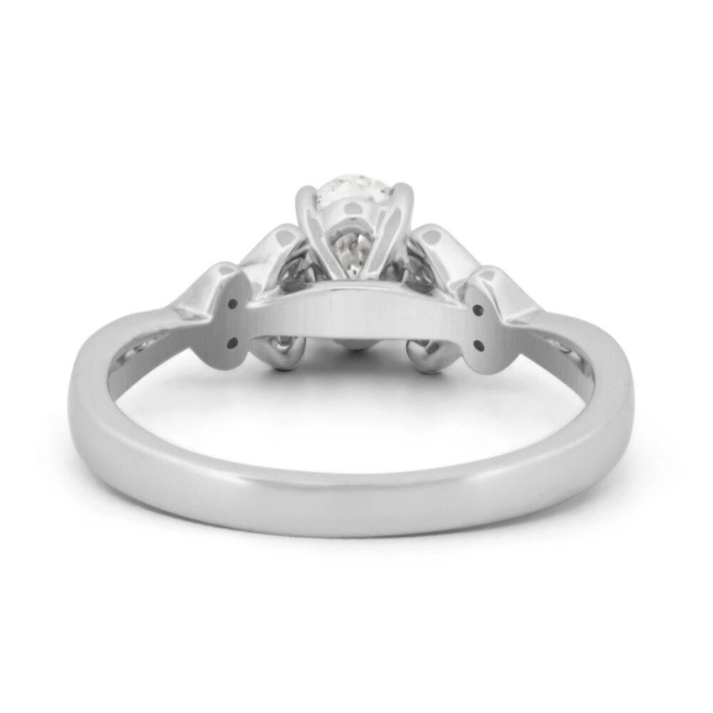 Oval Scalloped Shoulder Engagement Ring