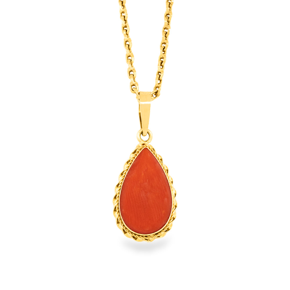 18k Gold Carnelian Necklace