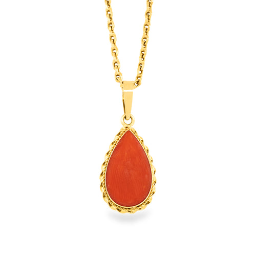 18k Gold Carnelian Necklace