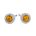 Citrine & Diamond Halo Earrings