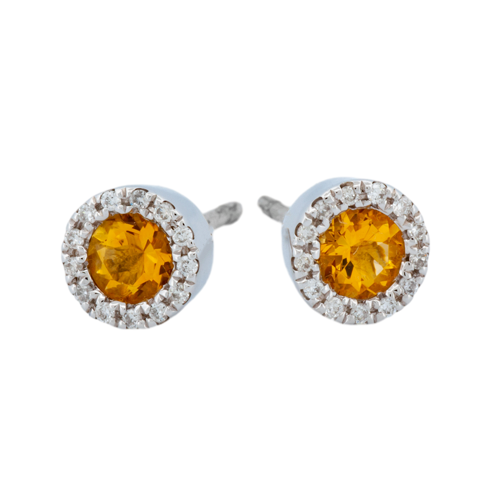 Citrine & Diamond Halo Earrings