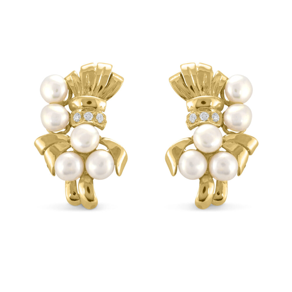 Pearl & Cubic Stud Earrings