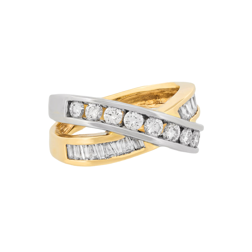 Two-Tone Diamond Crossover Ring