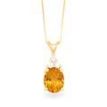 14k Gold Citrine & Diamond Necklace