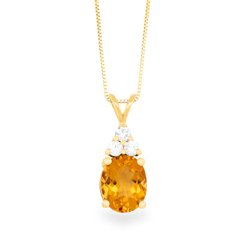 14k Gold Citrine & Diamond Necklace