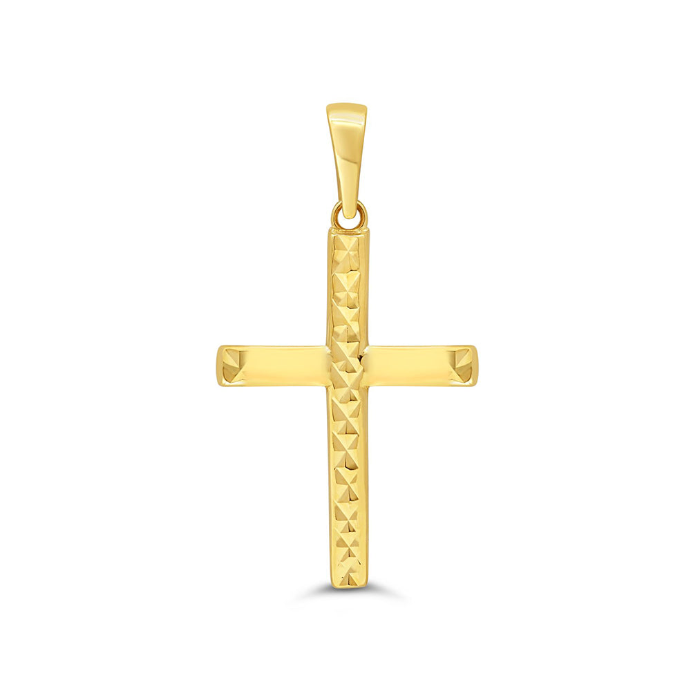 Textured Gold Cross Pendant - White or Yellow