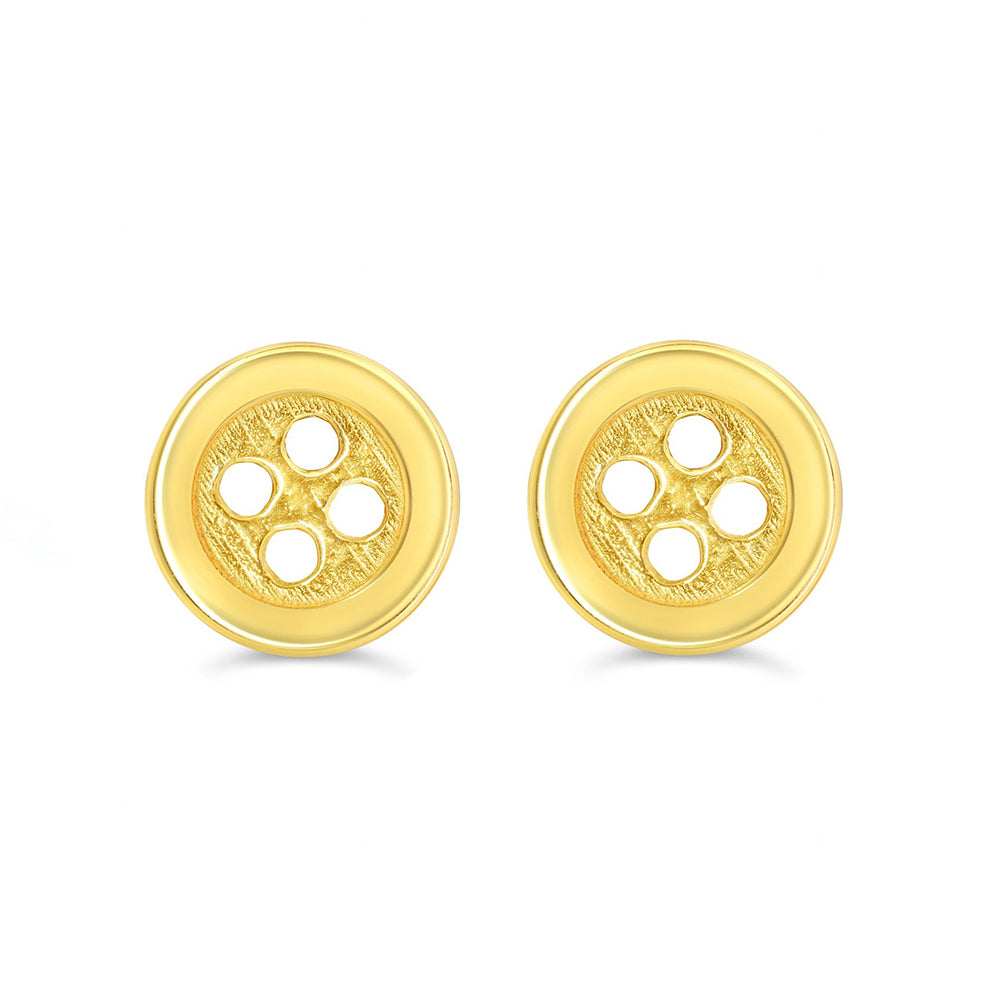 14k Gold Button Stud Earrings