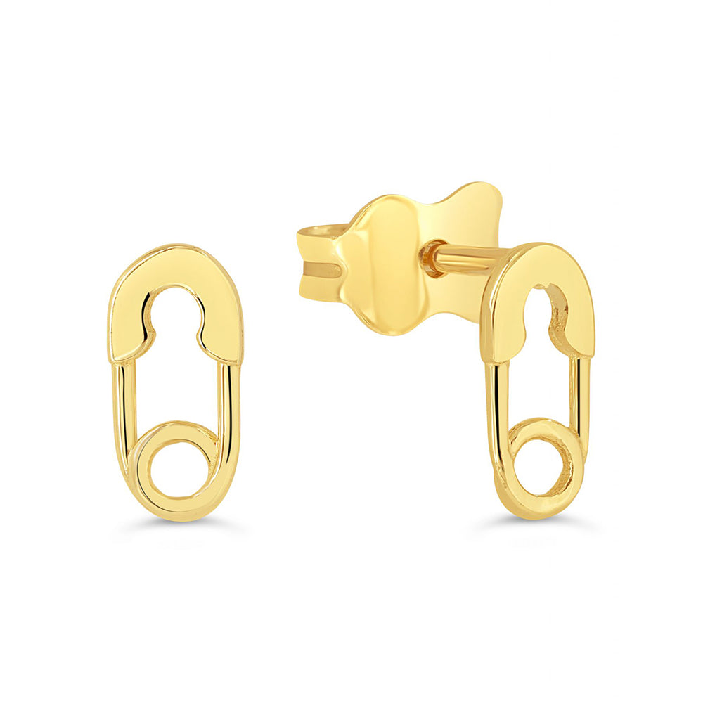 Gold Safety Pin Stud Earrings