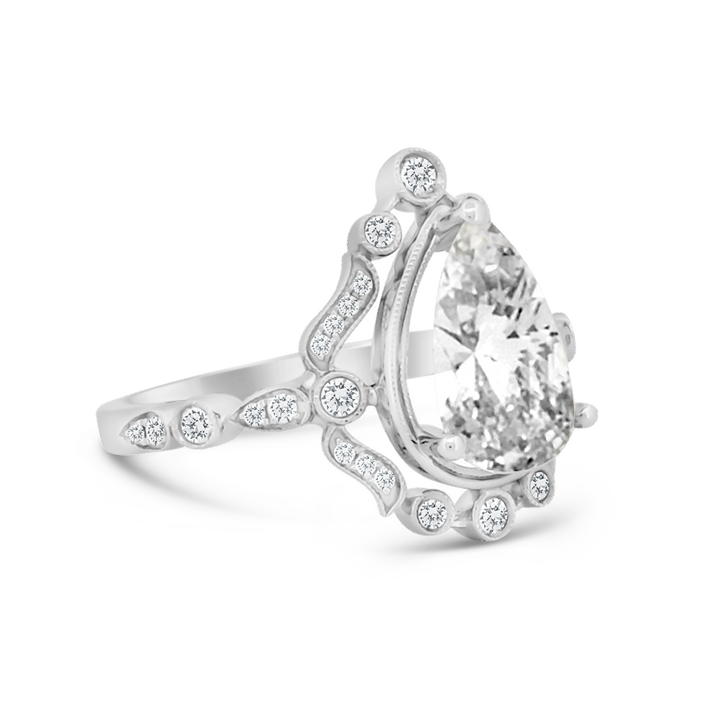 Vintage-Inspired Pear Diamond Engagement Ring