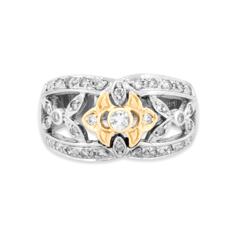 14k Gold Diamond Floral Band