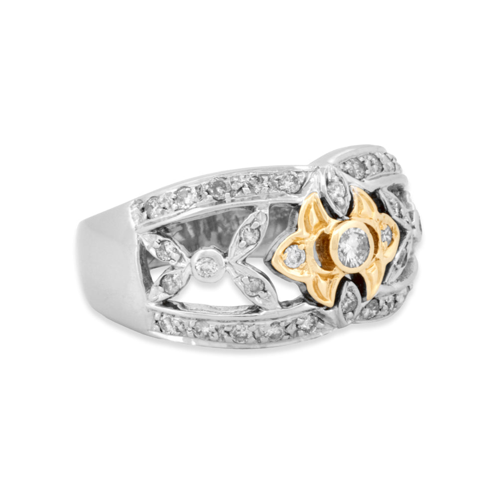 14k Gold Diamond Floral Band