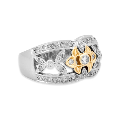 14k Gold Diamond Floral Band