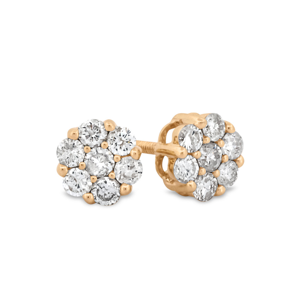 Screwback Cluster Diamond Studs 0.50ctw