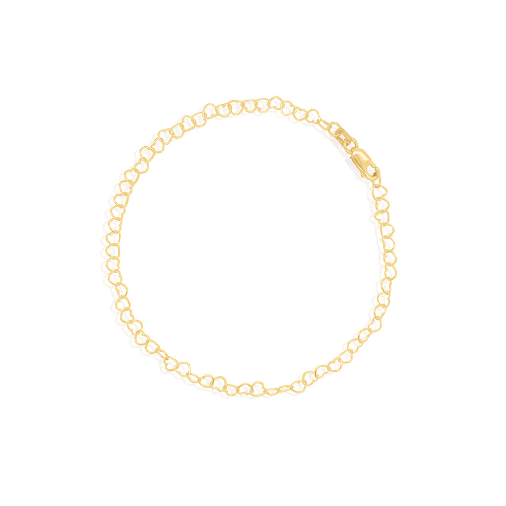 10k Gold Heart Link Bracelet