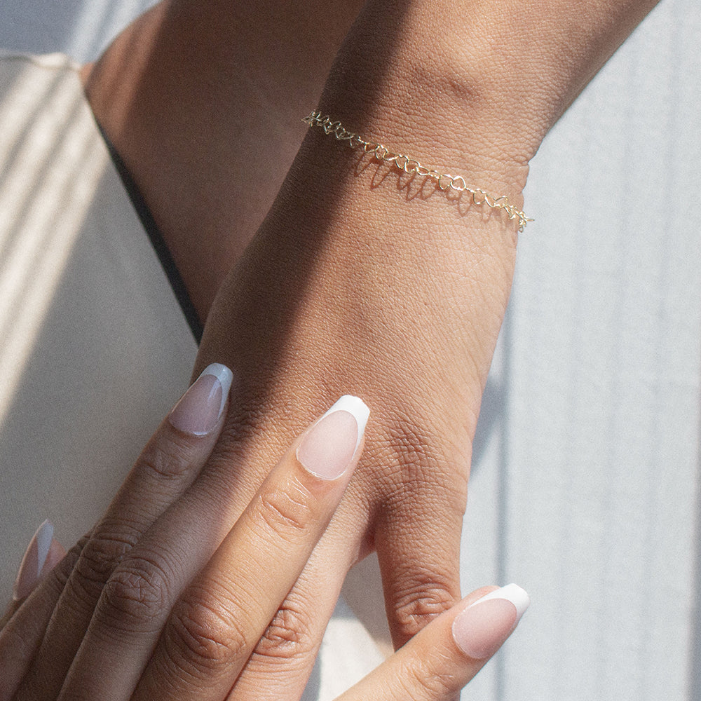 10k Gold Heart Link Bracelet