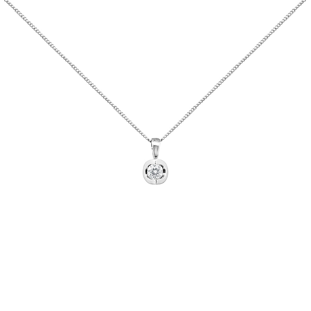Tension-Set 0.10ct Diamond Solitaire Necklace