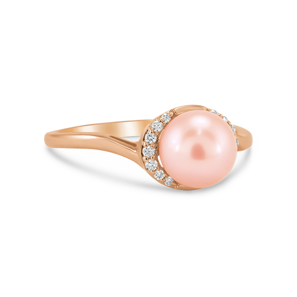 Rose Gold Pearl & Diamond Ring