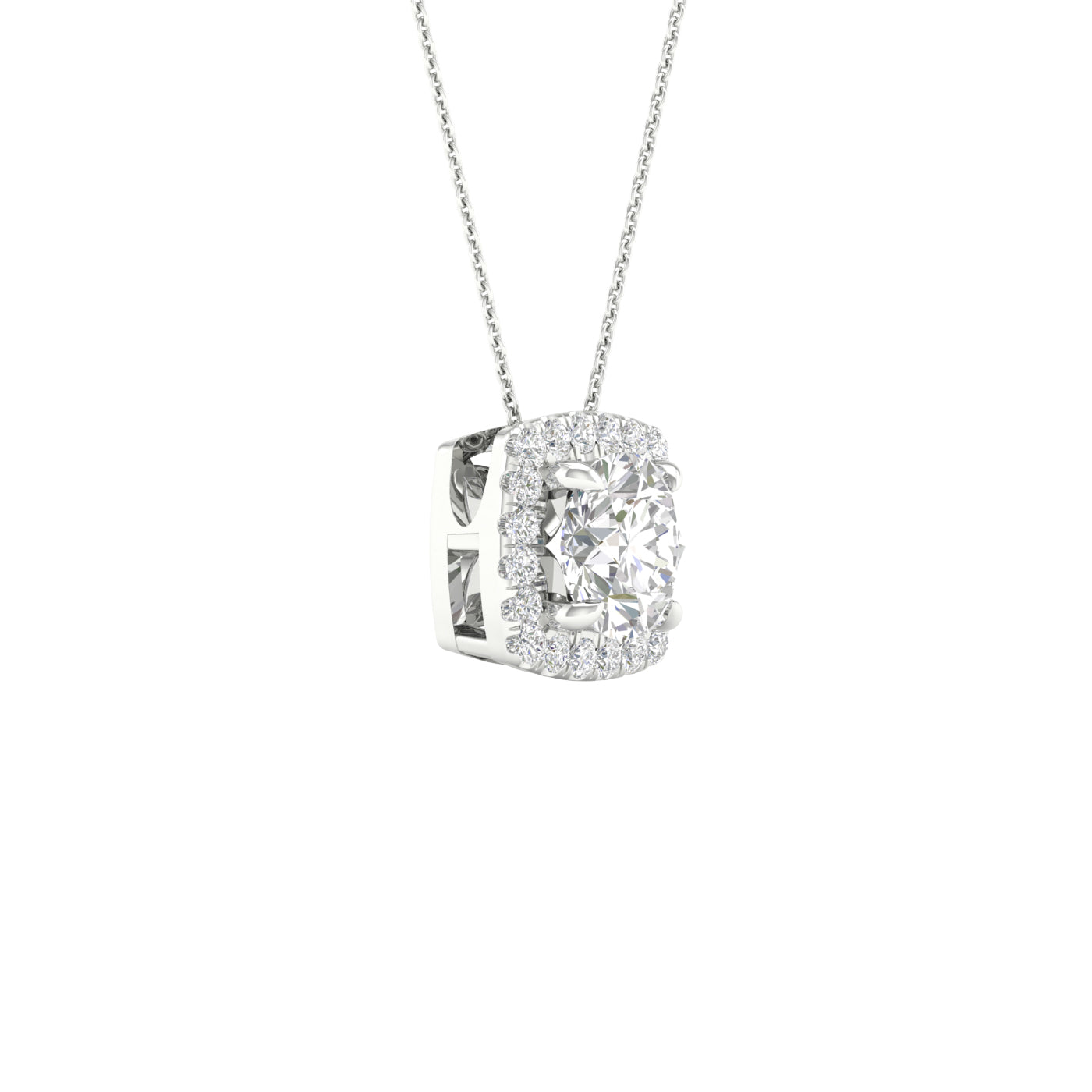 Lab-Grown Diamond Halo Necklace