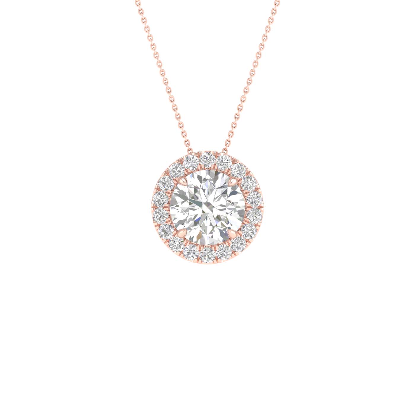 Lab-Grown Diamond Halo Necklace