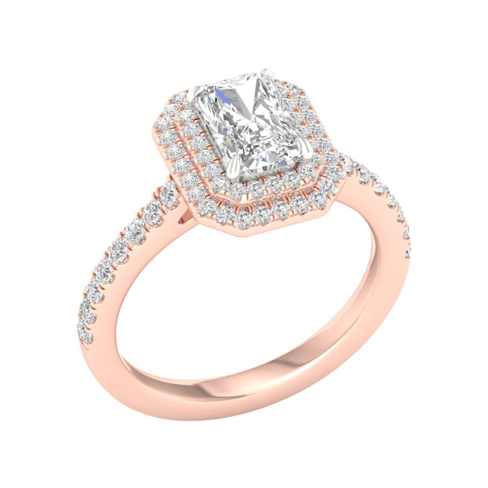 Lab-Grown Radiant Cut Diamond Halo Ring