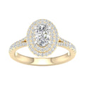 Lab-Grown Oval Double Halo Ring