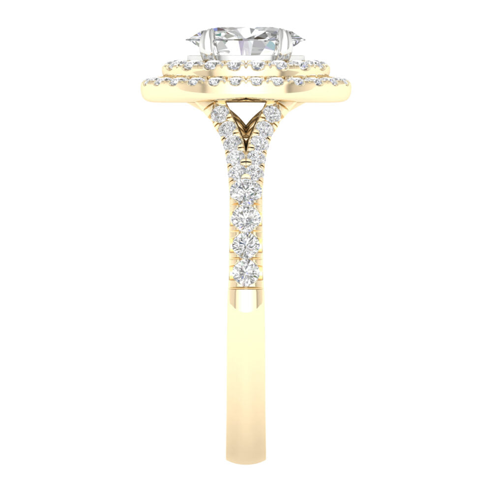 Lab-Grown Oval Double Halo Ring