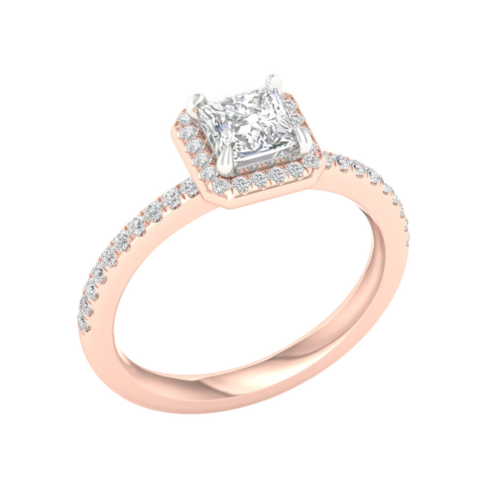 Lab-Grown Princess Cut Diamond Halo Ring