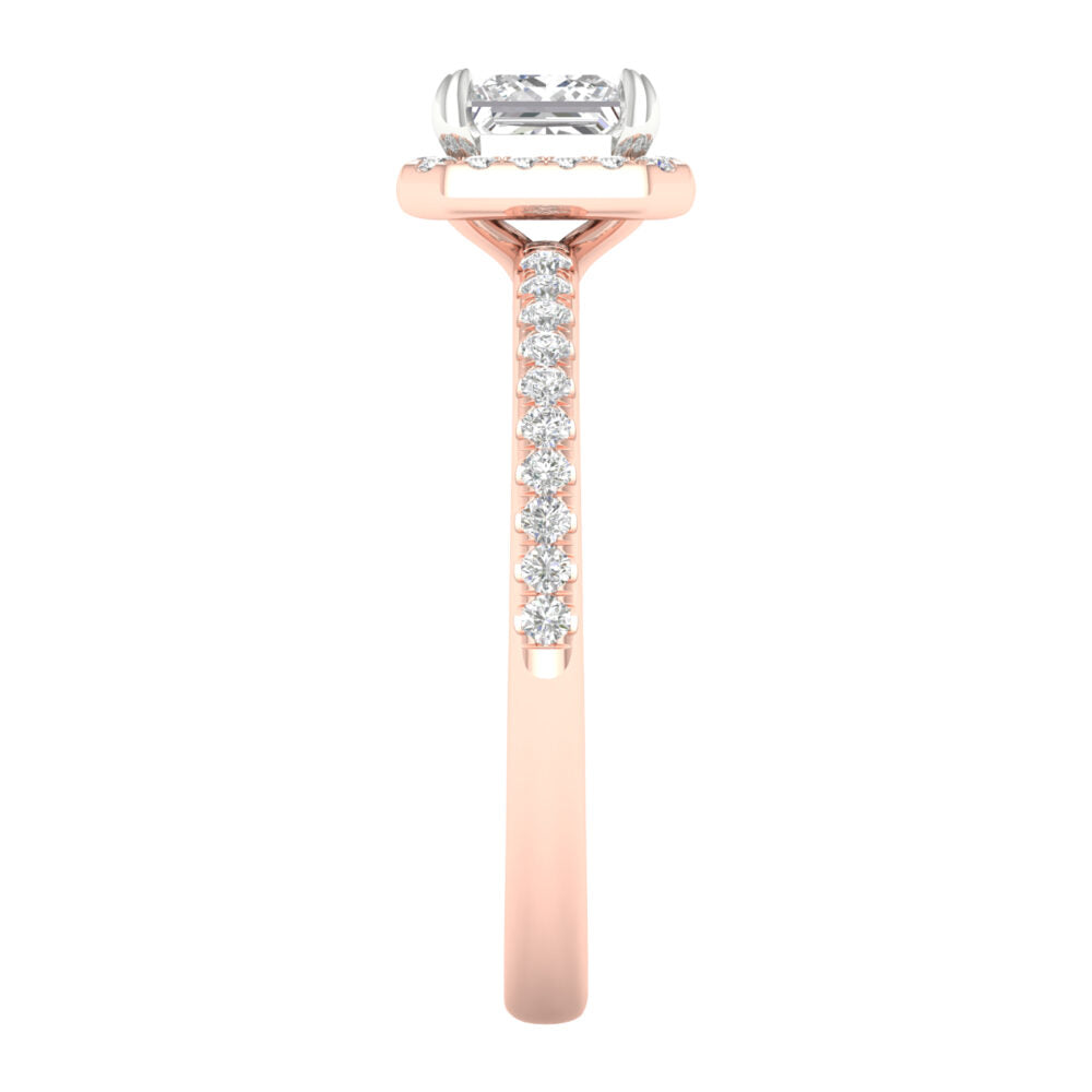 Lab-Grown Princess Cut Diamond Halo Ring