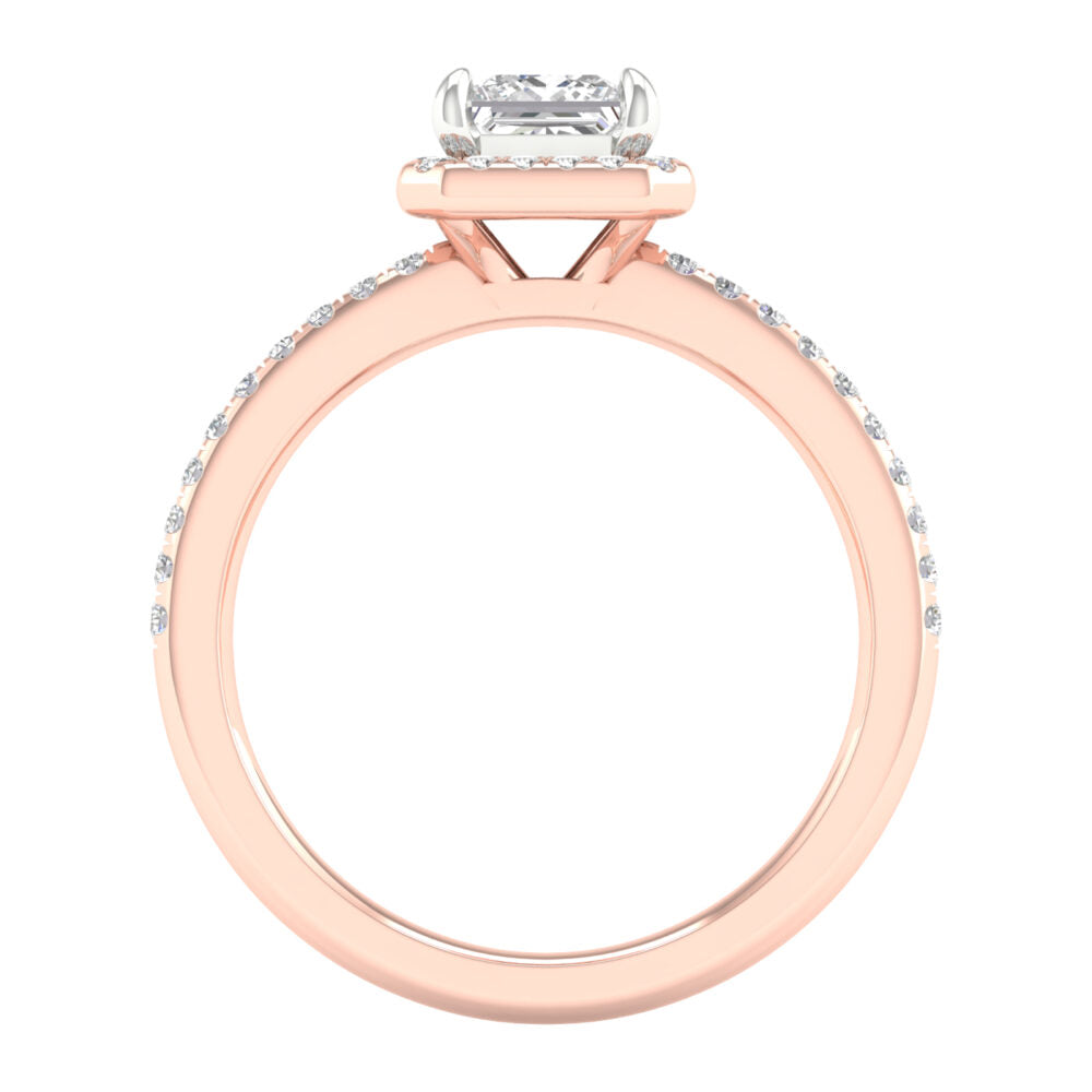 Lab-Grown Princess Cut Diamond Halo Ring
