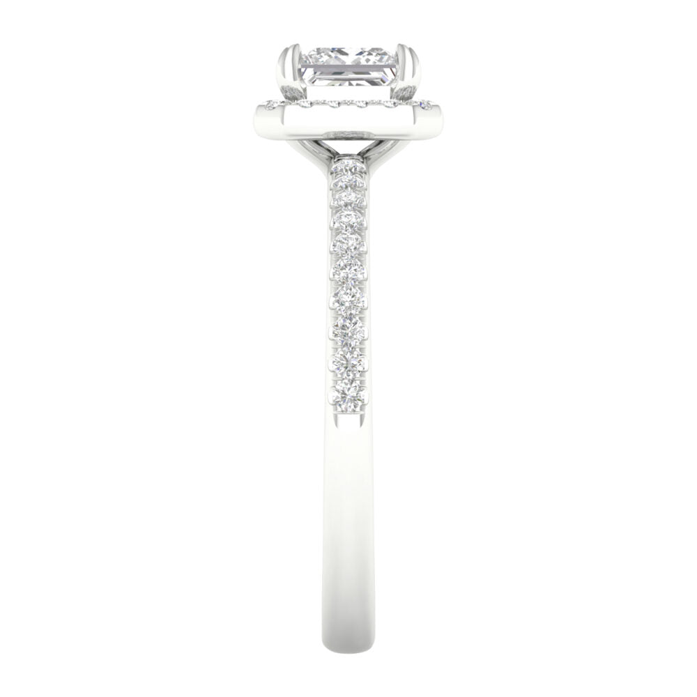 Lab-Grown Princess Cut Diamond Halo Ring