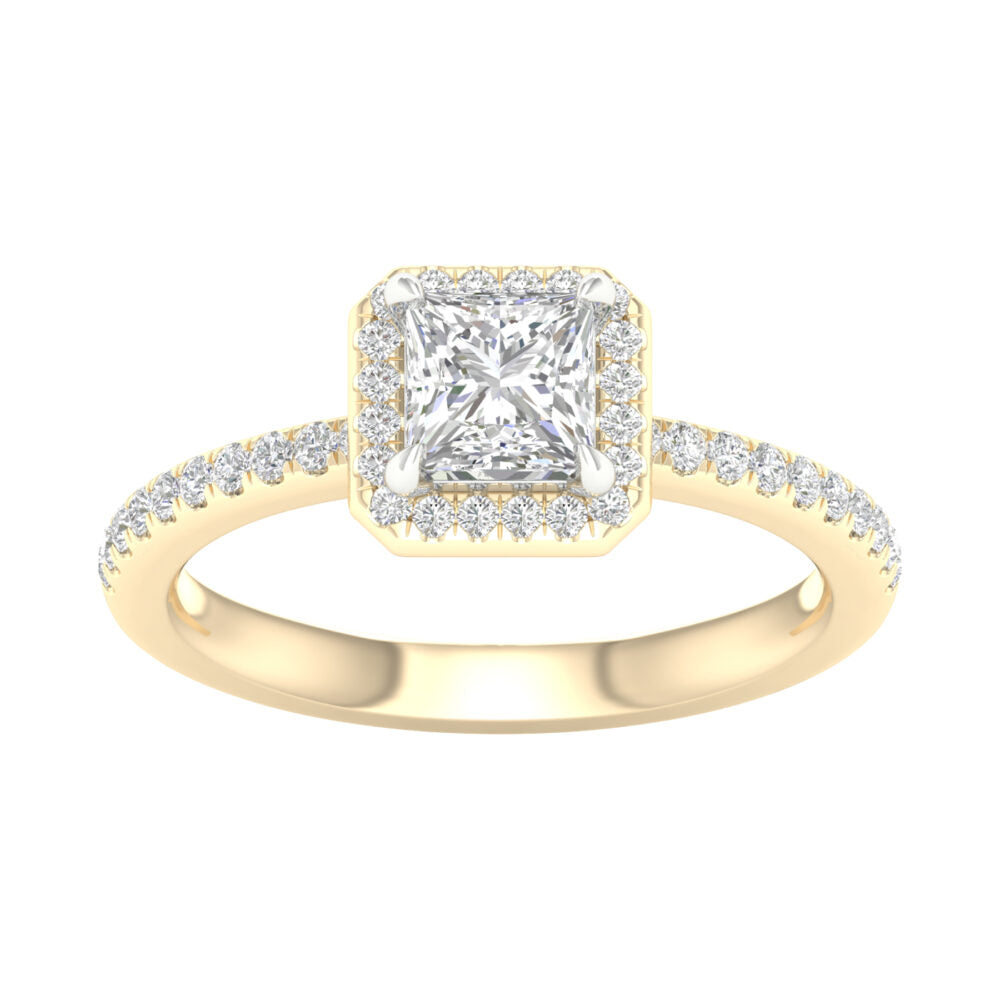Lab-Grown Princess Cut Diamond Halo Ring