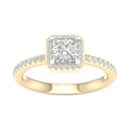 Lab-Grown Princess Cut Diamond Halo Ring