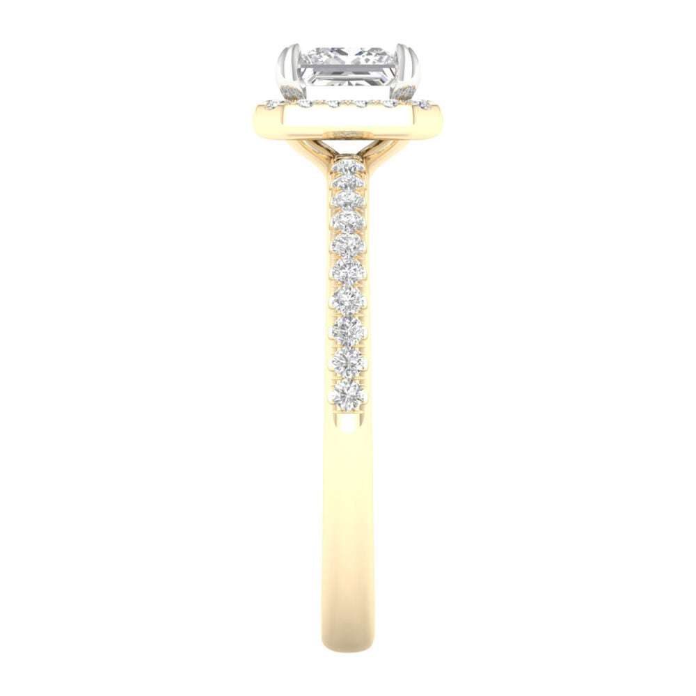 Lab-Grown Princess Cut Diamond Halo Ring