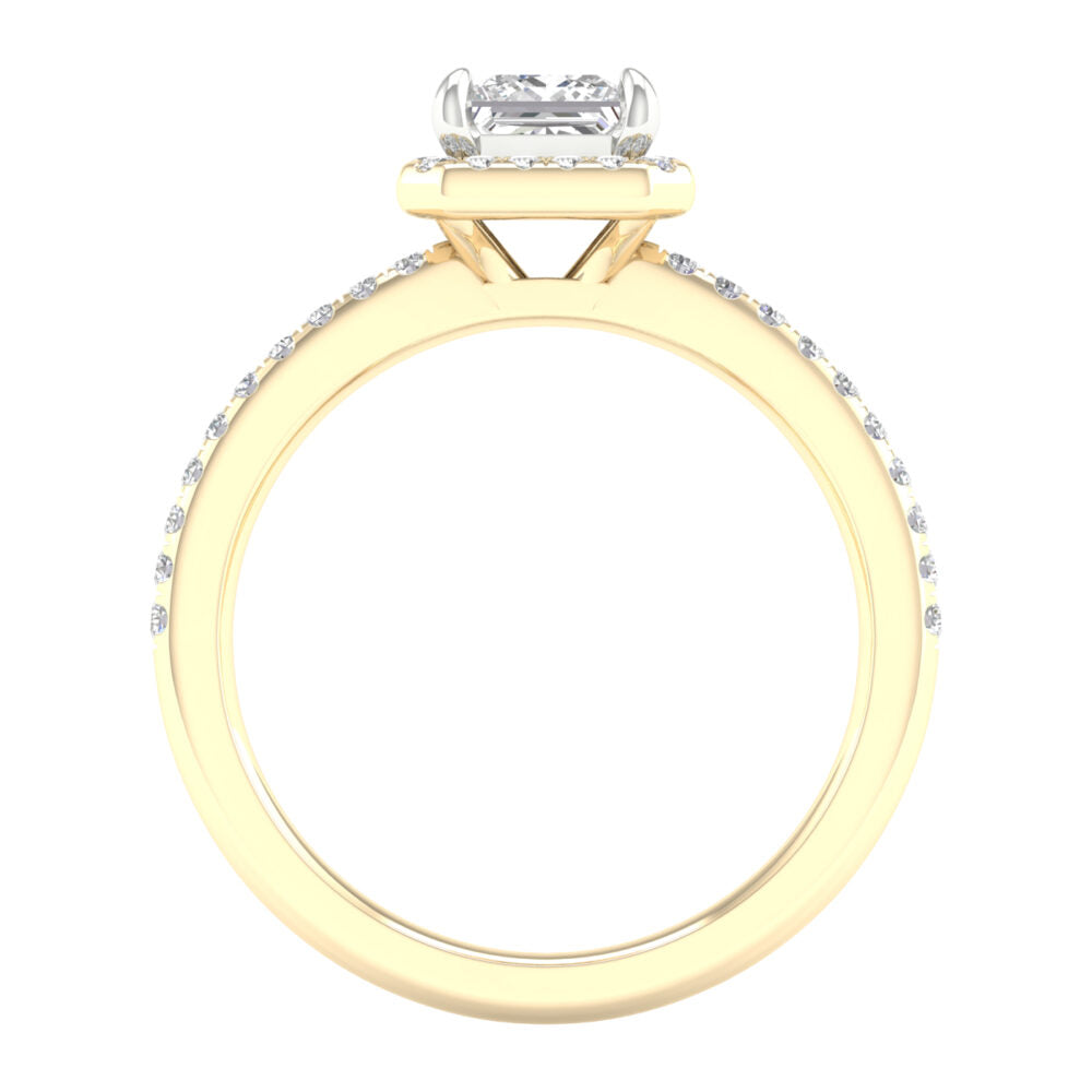 Lab-Grown Princess Cut Diamond Halo Ring