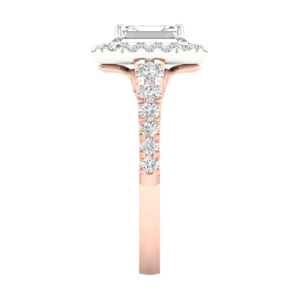 Lab-Grown Emerald Cut Diamond Halo Ring