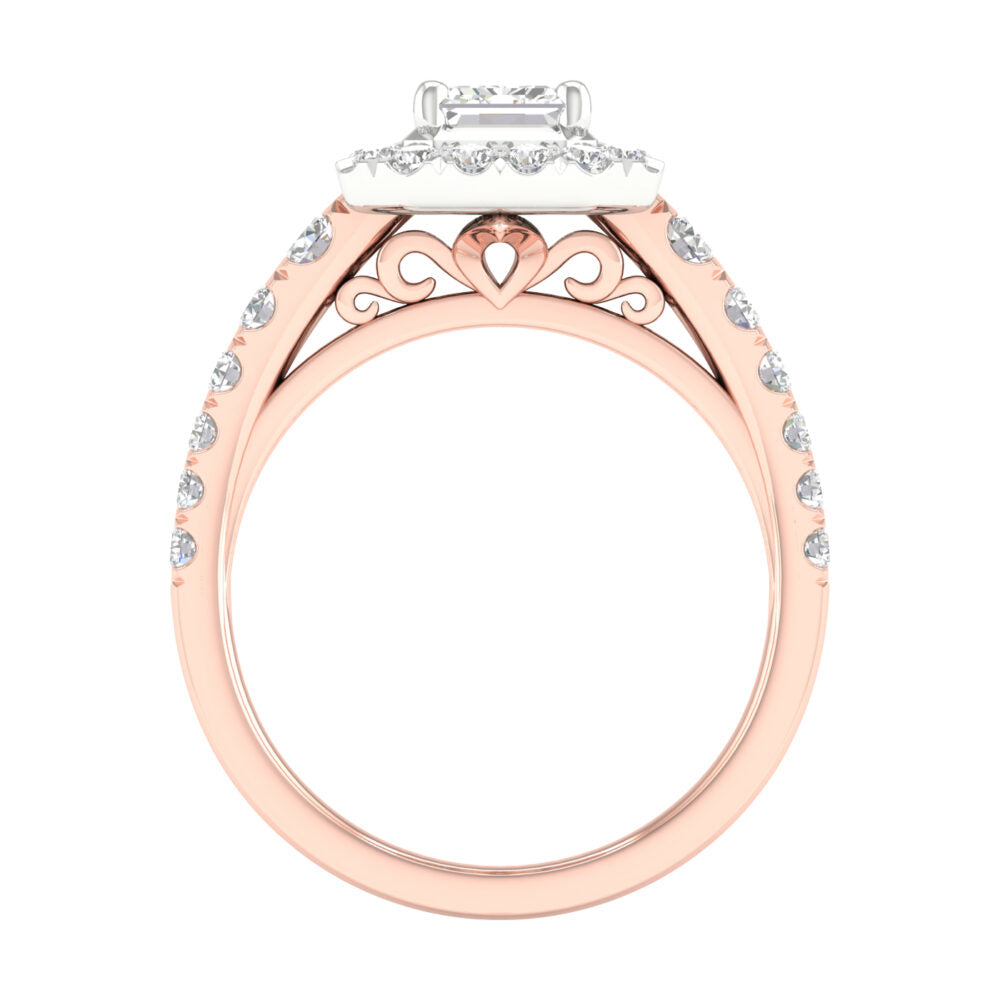 Lab-Grown Emerald Cut Diamond Halo Ring