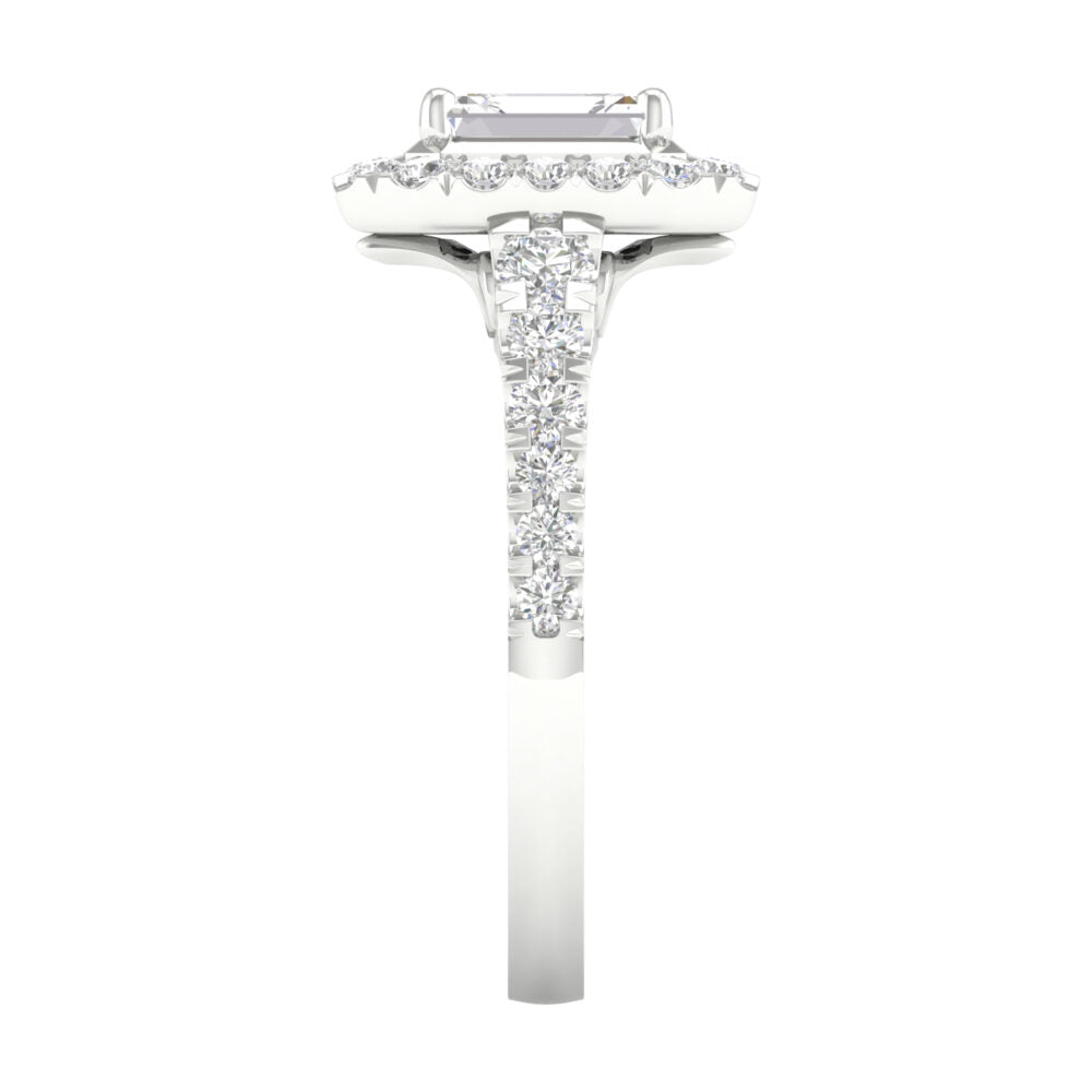 Lab-Grown Emerald Cut Diamond Halo Ring