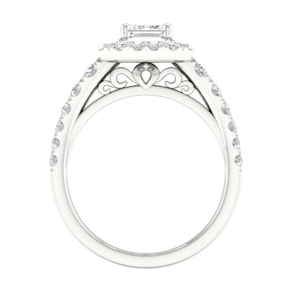 Lab-Grown Emerald Cut Diamond Halo Ring