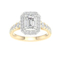 Lab-Grown Emerald Cut Diamond Halo Ring