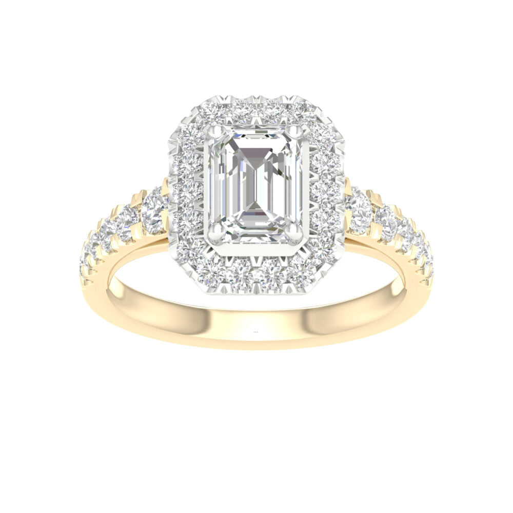 Lab-Grown Emerald Cut Diamond Halo Ring