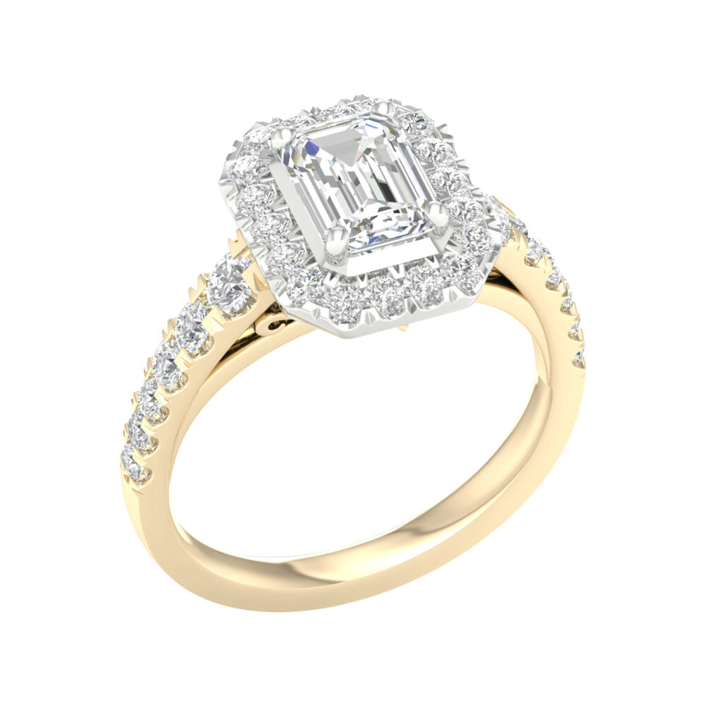 Lab-Grown Emerald Cut Diamond Halo Ring