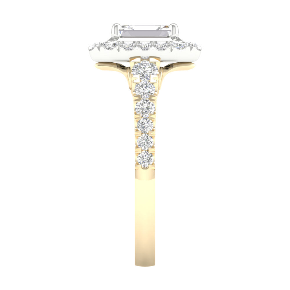 Lab-Grown Emerald Cut Diamond Halo Ring