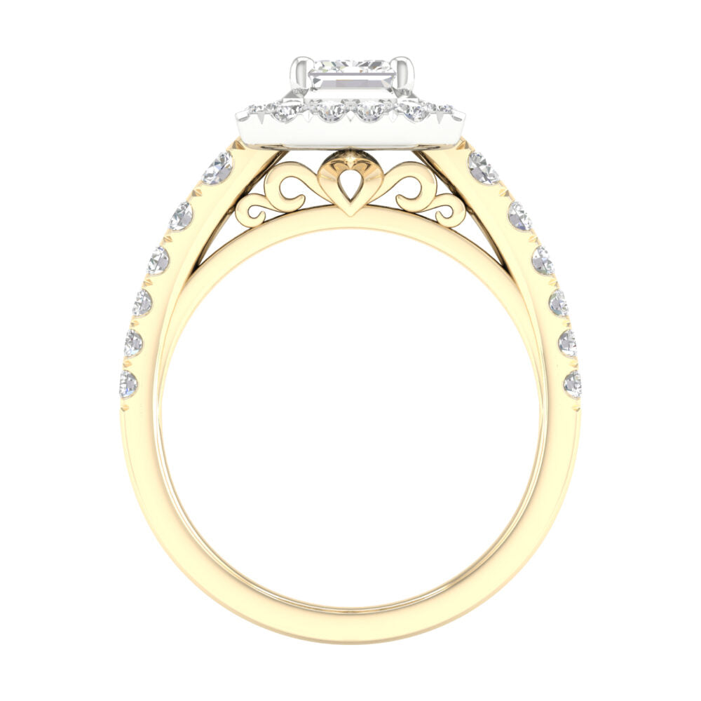 Lab-Grown Emerald Cut Diamond Halo Ring