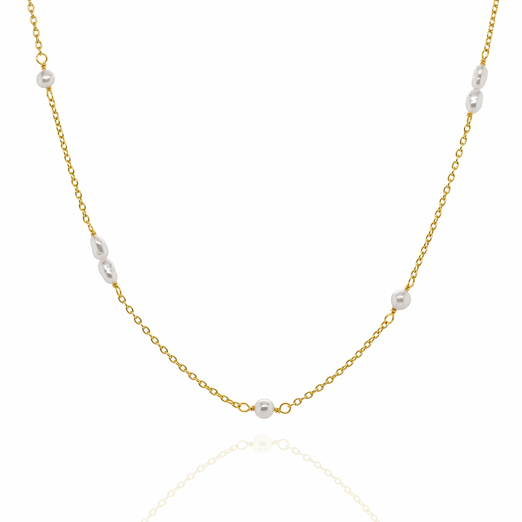 Sterling Silver Gold Vermeil Freshwater Pearl Necklace