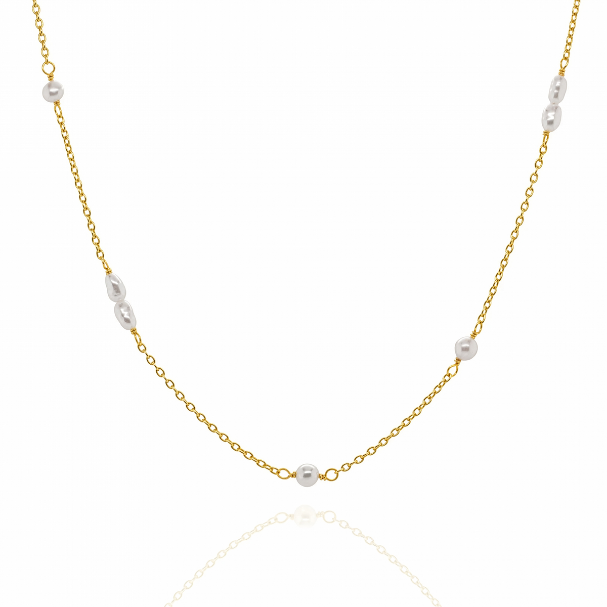 Sterling Silver Gold Vermeil Freshwater Pearl Necklace