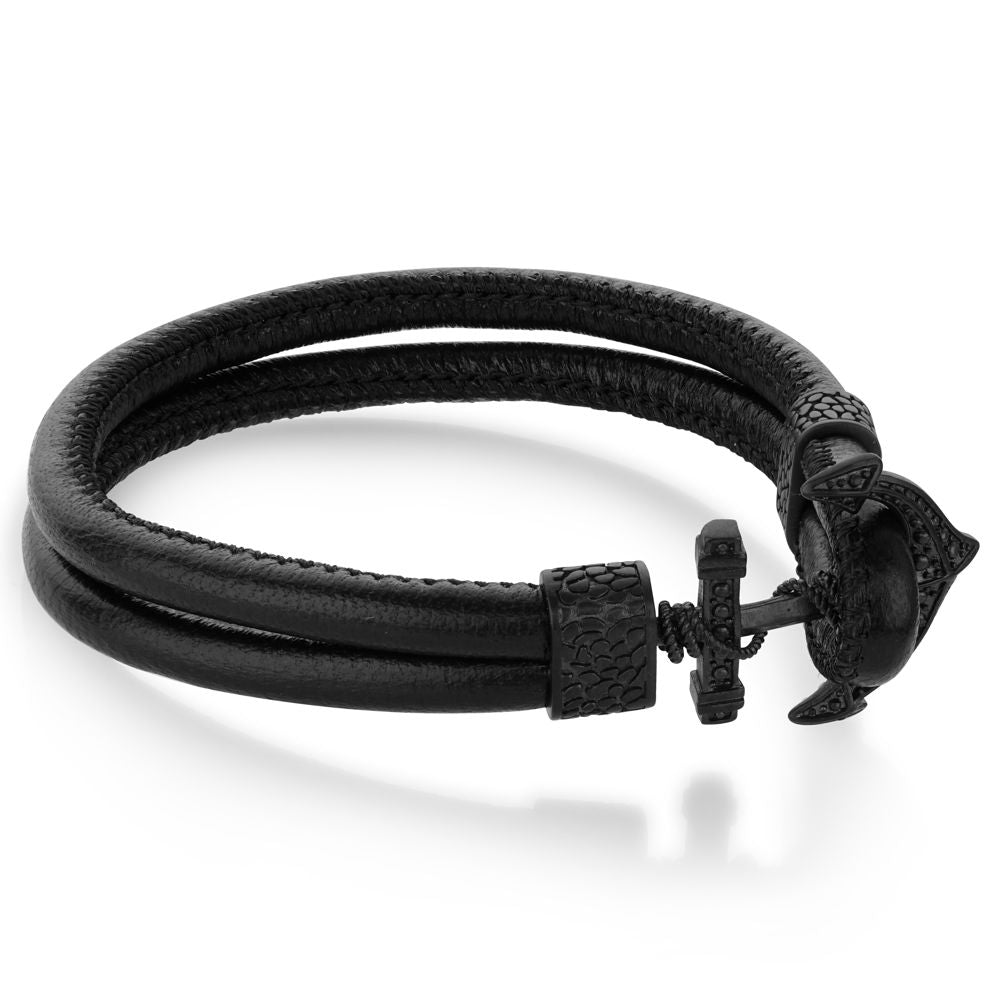 Anchor Leather Bracelet