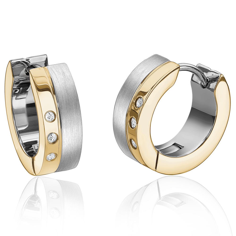 Silver and Gold Colour Huggie Earrings