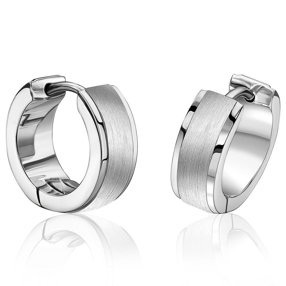 Mixed Finish Huggie Earrings